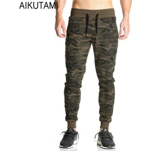 Camo Sport Pants Men Training Pants Cotton Trackpants Waist Tied Belt Jogging Pants Football Gym Fitness Sportswear Jogginghose
