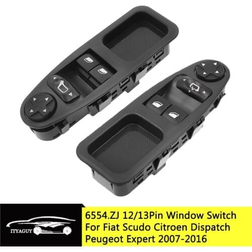 12/13 Pin Auto Power Window Switch Control Button 6554.ZJ For Fiat Scudo Citroen Jumpy Dispatch Peugeot Expert Master 2007-2016
