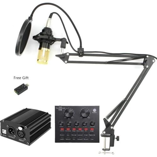 Condenser Microphone, Professional BM800 Studio Recording Mic with Adjustable Microphone Suspension Scissor Arm Stand