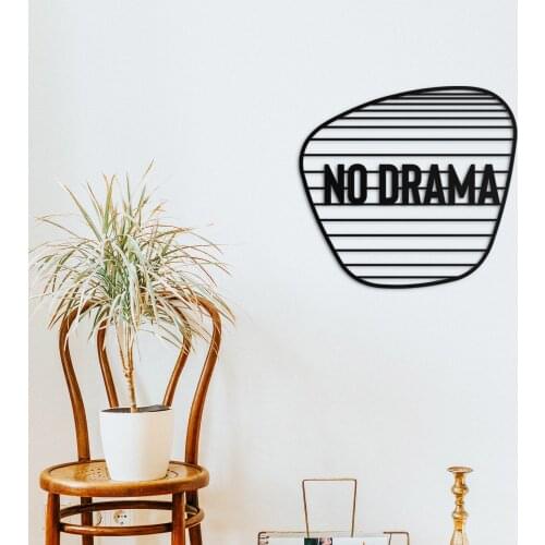 No Drama (55*51 cm) metal Black Decor Wall Art Decorative Nordic Style Large Wall Decor for Living Room Office Home Decoration