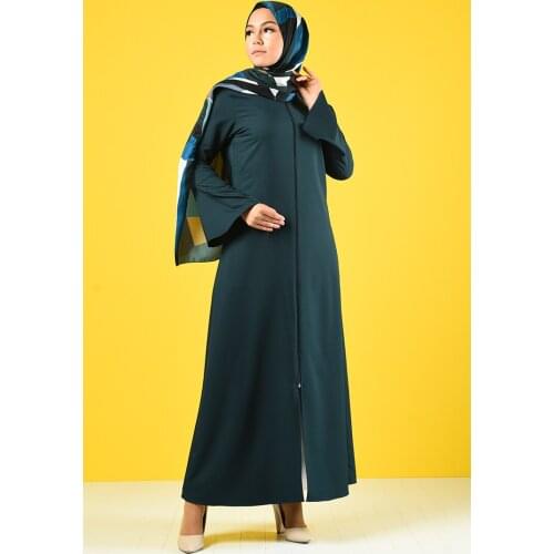 Minahill Spanish Sleeve Zippered Abaya 2139-04 Emerald Green 2139-04