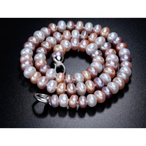 Fashionable Natural Freshwater Pearl Necklace, Elegant Female Royal Pearl Mounier 3-color Necklace Pendant