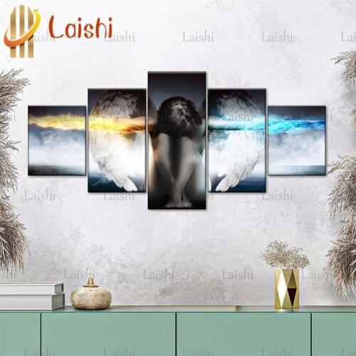 5pcs Full Square round Diamond Ice and Fire Angel DIY Diamond Painting Embroidery Cross Stitch kits diamond Mosaic Home Decor