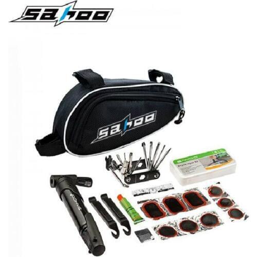 SAHOO Bike Bicycle Repair Tools Set Kits Bike Accessories14 in 1 Multi Tool Chain Rivet Repair Tire Tool Kits Folding Pump