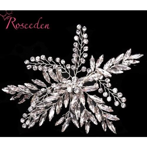 New Design Shinning Leaf Bridal Hair Comb Headpiece For Women Crystal Handmade Wedding Hair Accessories Jewelry RE3156