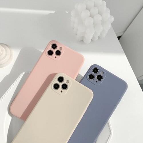 Retro Solid color Simple Macaron Couple Phone Case For iPhone 12 mini 11 Pro XS Max case soft cover for iPhone XR X 7 8Plus Case