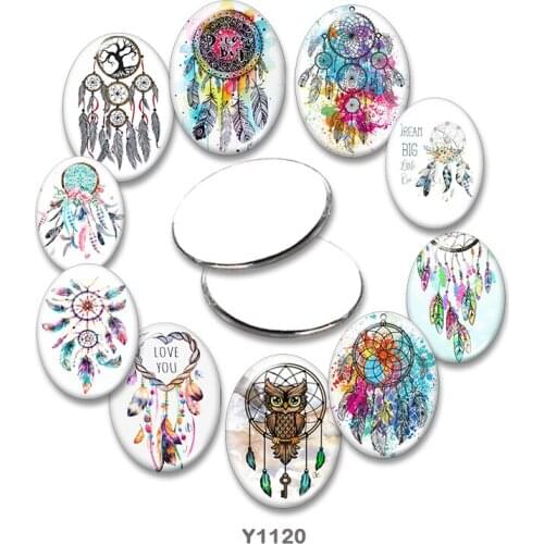Dreamcatcher Oval glass cabochon 13x18mm/18x25mm/30x40mm flat back Making findings TRY1120