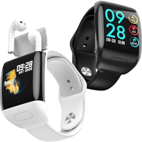 2020 most fashionable 2in1 smart watch 1.3inch IPS screen with TWS Bluetooth headset supports heart rate ECG health monitoring