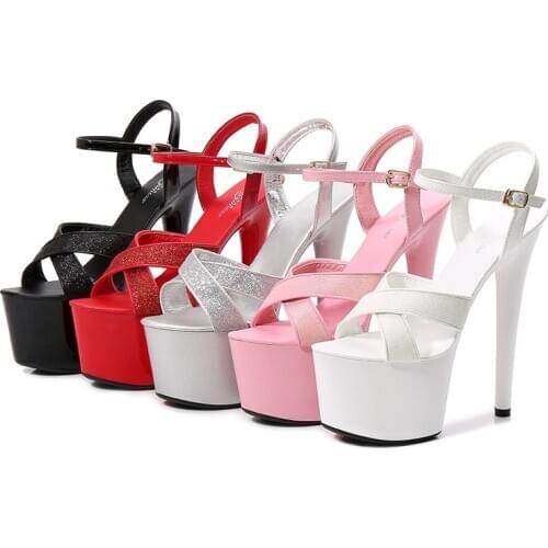 Ladies Summer New Model Shoes Super High Heels 17CM Thin Heel Platform Sandals Women Transparent Wedding Shoes