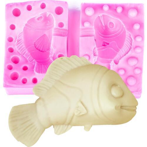Salmon shaped 3D Reverse sugar molding fondant cake silicone mold for polymer clay molds chocolate decoration tools F1129