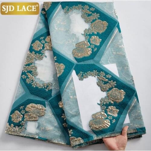 SJD LACE Green African Lace Fabric Top Sale Brocade Damask Jacquard Tissue French Lace Fabric Gilding Materials For WeddingA2393