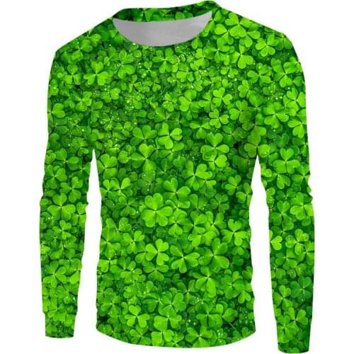UJWI Four-leaf Clover Leaves Sweatshirt Green Hoodie Casual Classic 3D Printing Free Shipping Unisex Tops Street Autumn Winter