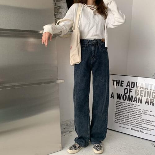 Woman Jeans Pants Spring High Waist Loose Jeans Womens Straight Long Pants Pantalones Vaqueros Mujer