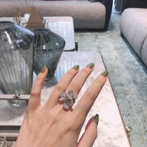 Flower Finger Ring Lab Diamond 925 sterling silver Party Wedding band Rings for Women Bridal Personal Birthday Jewelry Gift