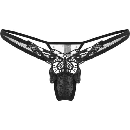 Women Sexy Lingerie Erotic Panties Porn Transparent Underwear Flirty See Through G-string Bikini with Cute Butterfly Center