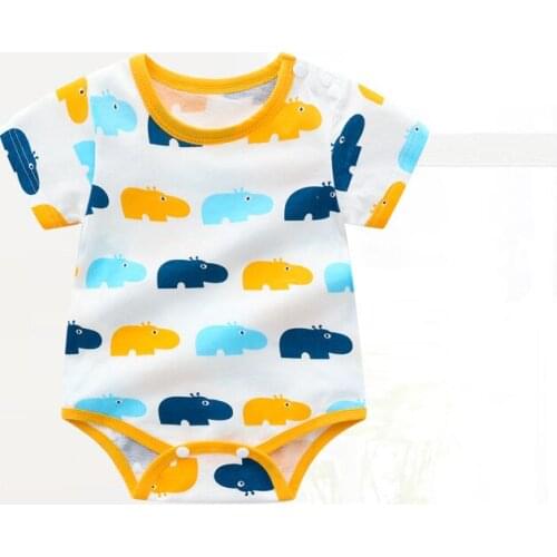 ZWF1091 New Baby boy girl Rompers Cotton Soft Newborn short sleeve summer jumpsuit Lovely cartoon baby outfit clothes Jumpsuit