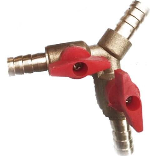 1PC 3 Way Shut Off Ball Valve / Valve Clamp Fitting Hose Barb Fuel Gas 5/16 inch 8/10MM Brass Y Type Ball Valve For Garden Tool