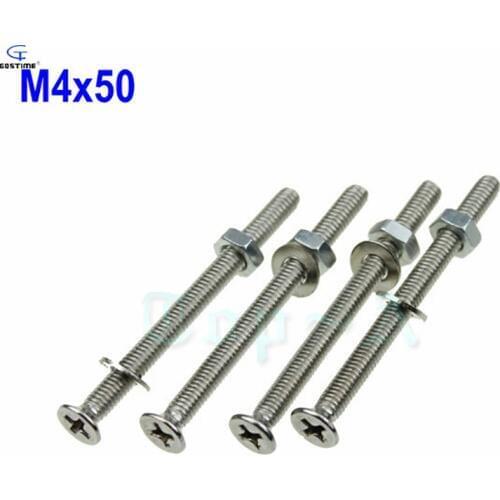100pcs Lot Screw M4 50mm 304 Stainless Steel Phillips Flat Head Screws fit for Computer Case Fan 120mm x 38mm