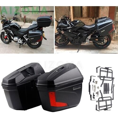 2x Motorcycle 23L Hard Sidecases Luggage Pannier Cargo Saddlebags Side Box For Suzuki Kawasaki Honda Triumph Yamaha FZ YZ -F