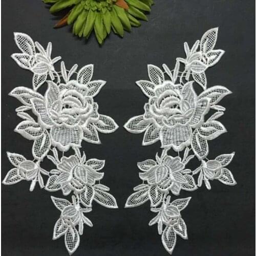 26*13.5cm 5pairs patches for clothing,flower water soluble guipure lace patches for wedding,fabric lace applique trim