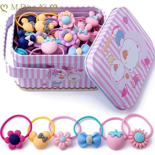 40Pcs/Box Girls Hair Accessories Gift Box Elastic Hair Bands Flower Hair Clip Bows New Headband Hairband Cute Hairbands for Kids