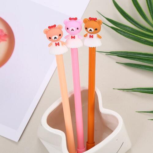 50pcs Kawaii Gel Ink Pen Cute Lovely Bear Pens for Kids School Writing Cute Office Supplies Korean Stationery Animal Pen Cartoon