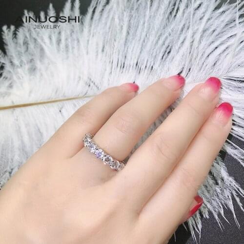 AINUOSHI Round Cut 4.0mm SONA Diamond Silver Engagement Eternity Rings Gifts For 925 Sterling Silver Sun Aperture Rings