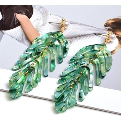 Statement Acrylic Long Earrings Fashion Trend Leaf-Shaped Drop Earring Fine Jewelry Accessories For Women Wholesale