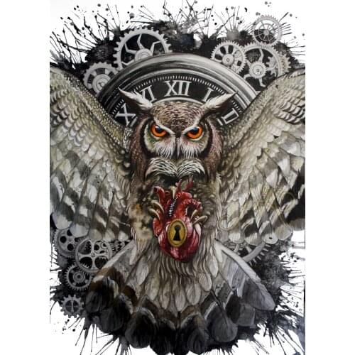 New Diamond Mosaic Cross Stitch Kits "Clock Owl Catch A Heart"Fantasy Diamond Embroidery Full Diamond Painting Home Decorate