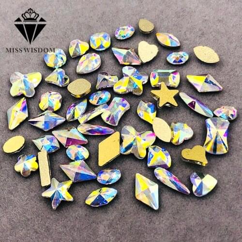 Free shipping Random mixing 20pcs/50pcs flatback nail art AB color glass crystal glue on nail rhinestones DIY Accessories