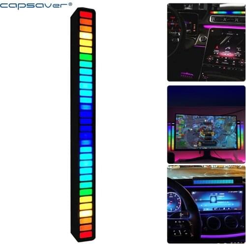 Capsaver USB Color Light 32 LEDs RGB Voice Controlled Music Atmosphere Light Support App Atmosphere Rhythm Light for Car Video