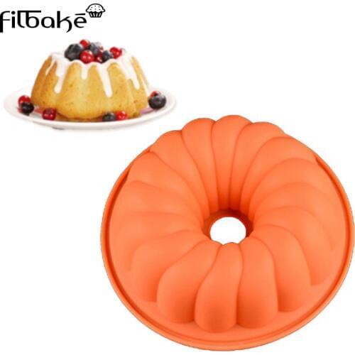 FILBAKE Bakeware Spiral Round Hollow Pumpkin Big Muffin Pan Kitchen 3D Silicone Bread Dessert Cake Mold Baking Accessories