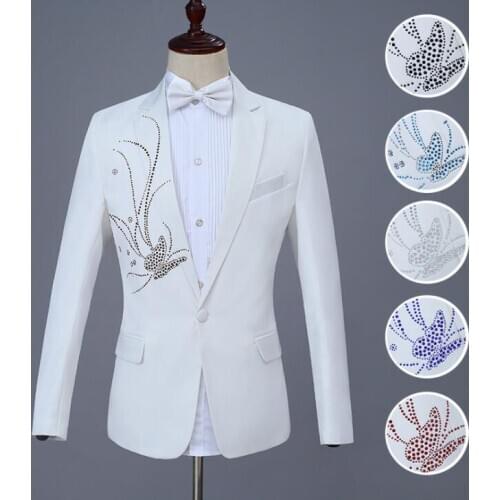 Hot drilling butterfly blazer men suit set with pants groom suit wedding mens costume singer stage clothing formal dress black