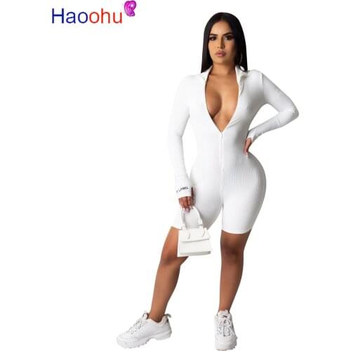 Женские однотонные комбинезоны HAOOHU China At AliExpress