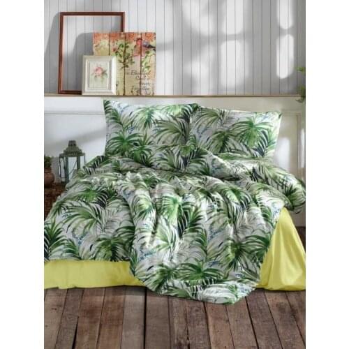 Elart 4 Pcs Duvet Cover Linens Set Sheet Pillow Cases %100Cotton White-Green Floral King Size240*260cm Bedroom Home Textile 2021