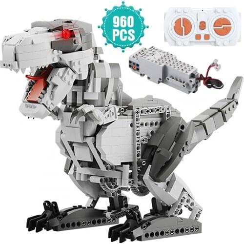 Technical Animal Jurassic Dinosaur Building Blocks Remote Control Dinosaur Bricks Assembly DIY Holiday Toys Gift For Children
