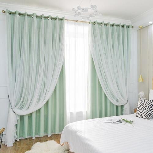 Chicity lace curtains For Living room Double layer elegant Green blackout curtain for bedroom Window custom size ready made