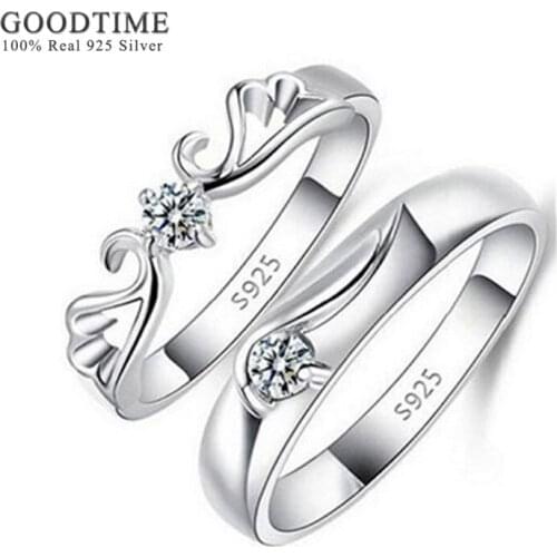 Fashion New Wedding Couple Rings 100% Real 925 Sterling Silver Zircon Ring Jewelry Lover Anniversary Gift For Party