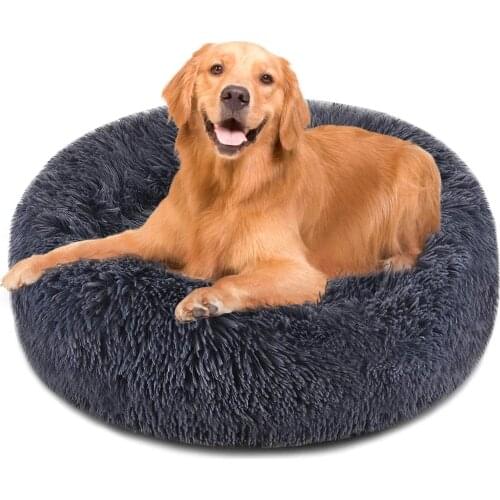 Soft Round Dog Bed Large Small Pets House Dog Mat Winter Warm Sleeping Bag Cats Nest Long Plush Dog Basket Pet Cushion Portable