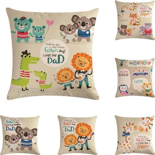 Happy mother day little cartoon animal linen/cotton throw pillow covers couch cushion cover home decorative pillows ZY960