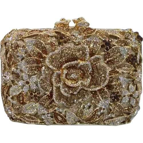 Nigeria elegant ladies evening dress bag wedding party banquet rhinestone handbag ladies crystal clutch