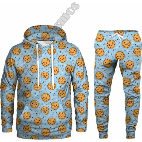PLstar Cosmos 2021New Fashion Men/Women Hoodies Classic Cookies Art Funny 3D Print Casual Hoodie Sweatshirt+Pants Set Style-1