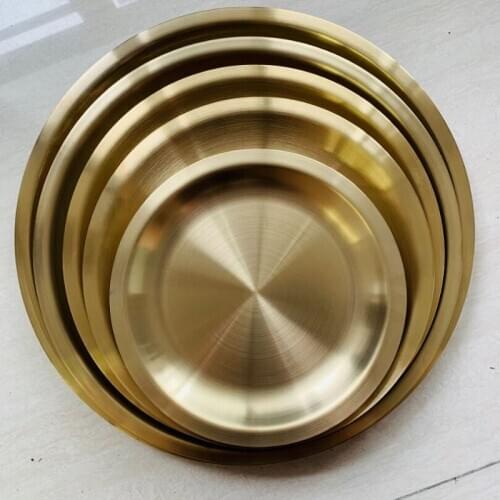 304# Stainless Steel Gold color Single Layer dish Plate Thickened Golden fruit tray