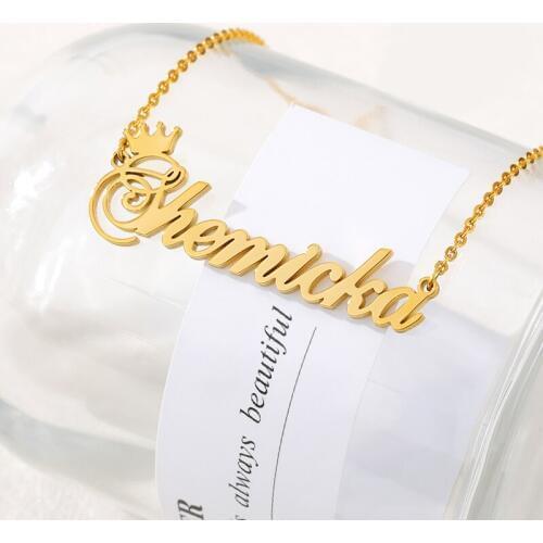 Fashion Crown Necklace Choker Custom Name Necklace Personalized Men Handmade Nameplate Pendant Necklaces Women Friendship Gift