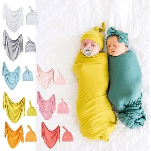 Baby Photo Wraps With Hat 2pcs Sets Newborn Photography Props Swaddle Blanket R7RB