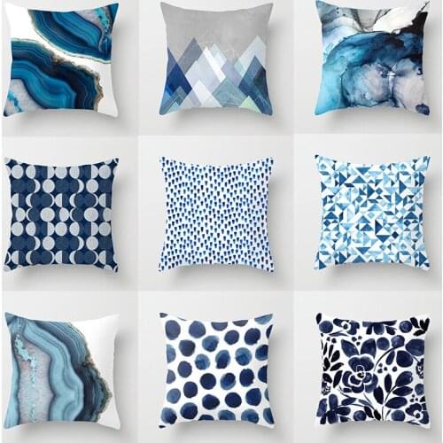 Blue Print Pillowcase Decorative Sofa Cushion Case Bed Pillow Cover Home Decor Car Cushion Cover Cute Pillow Case 45*45cm
