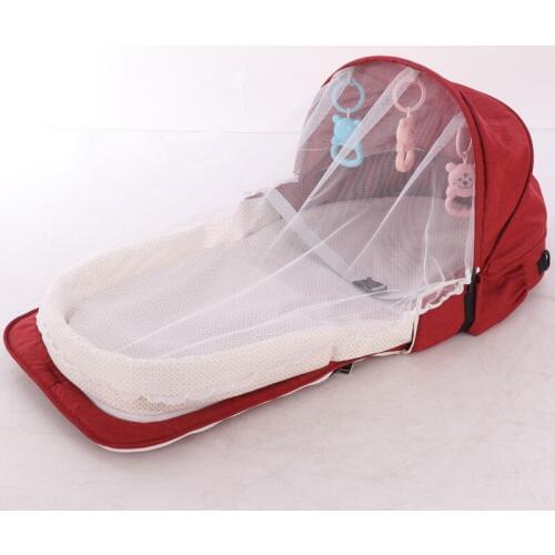 Portable Outdoor Crib for Baby Nest Multifunction Travel Anti-Mosquito Folding Playpen Bed With Toys Mosquito Net