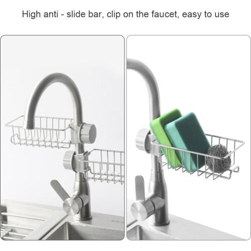 Drain Rack Stainless Steel Sink Drain Rack Sponge Storage Faucet Holder Soap Drainer Shelf Basket Organizer Bathroom Accessories