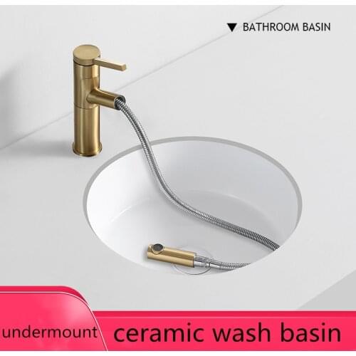 Under Counter Basin Wash Embedded Round Shampoo Sinks Flat Ceramic Basin Home Sink Basins Bathroom Small Basin