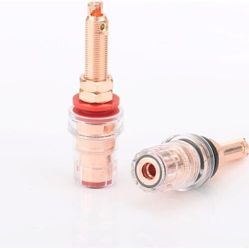YTER 4pcs 99.998% Soild Pure Red Coppper Hifi audio Speaker Amplifier Binding Post Terminal 65mm